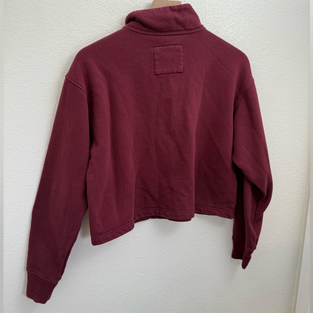 Girlfriend Collective Wine Red Micro Fleece Half Zip Sweatshirt Sweater Small - Picture 3 of 7
